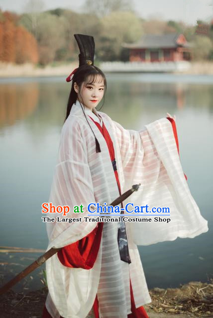 Chinese Ancient Swordswoman Hanfu Dress Traditional Jin Dynasty Historical Costumes Complete Set for Women