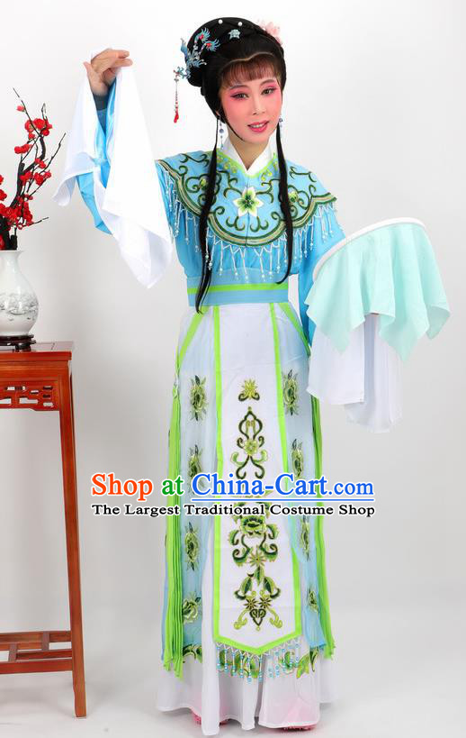 Professional Chinese Traditional Beijing Opera Diva Blue Dress Ancient Imperial Consort Costumes for Women