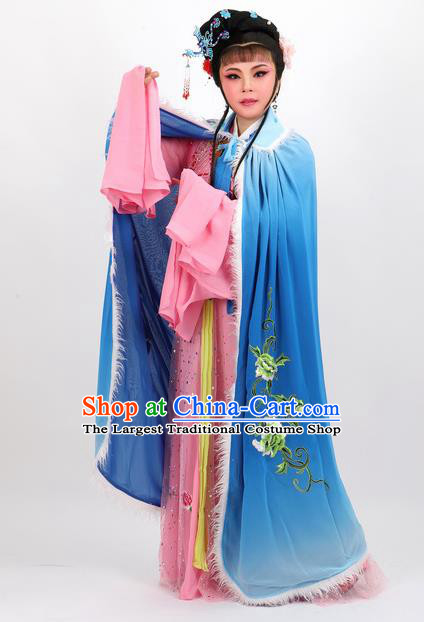 Professional Chinese Traditional Beijing Opera Blue Cape Ancient Princess Costume for Women