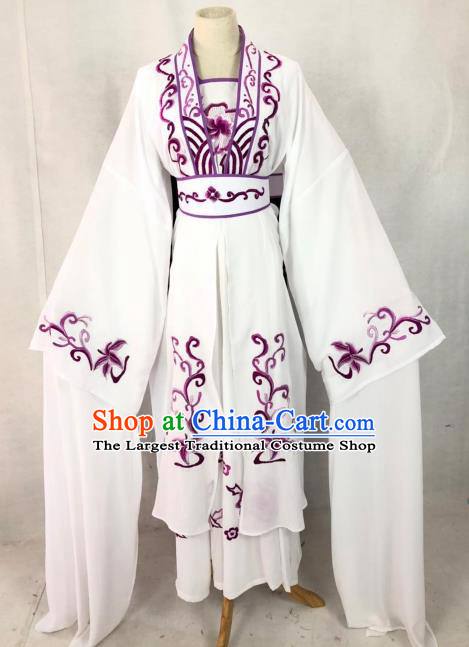 Chinese Traditional Peking Opera Actress White Dress Ancient Madam White Snake Costume for Women