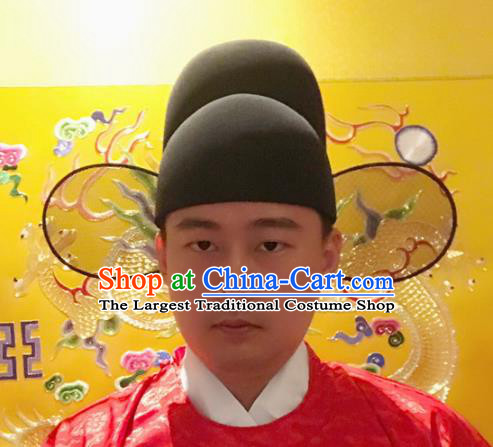 Chinese Traditional Handmade Ming Dynasty Minister Black Hat Ancient Drama Magistrate Headwear for Men