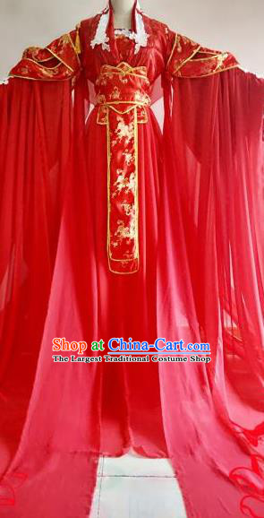 Chinese Traditional Cosplay Court Queen Wedding Costume Ancient Imperial Empress Red Hanfu Dress for Women