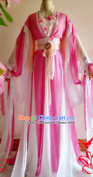 Chinese Traditional Cosplay Court Maid Pink Costume Ancient Palace Lady Hanfu Dress for Women