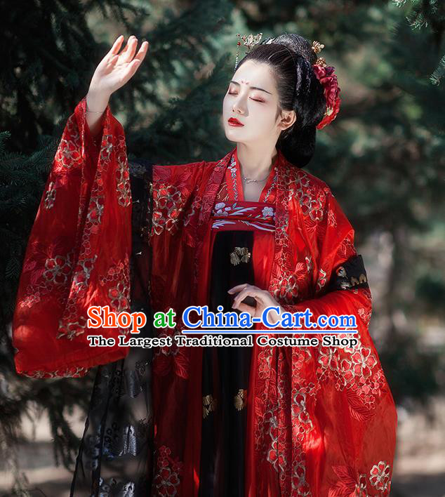 Traditional Chinese Tang Dynasty Wedding Red Hanfu Dress Ancient Court Princess Historical Costumes for Women