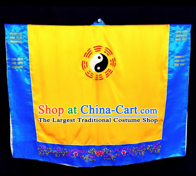 Chinese Traditional Taoism Costume Ancient Taoist Priest Cassocks Embroidered Tai Chi Yellow Vestment