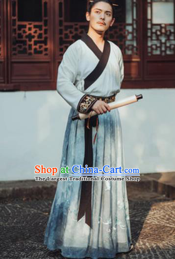 Traditional Chinese Han Dynasty Royal Prince Hanfu Clothing Ancient Swordsman Historical Costumes for Men