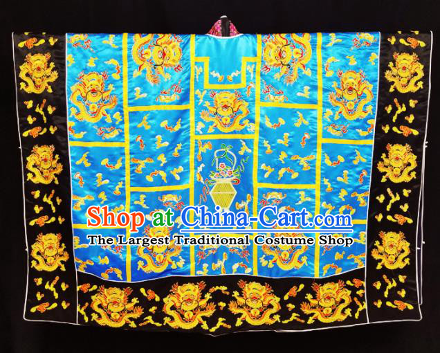 Chinese Ancient Taoist Priest Embroidered Dragon Blue Cassocks Traditional Taoism Vestment Costume