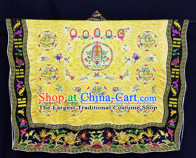 Chinese Ancient Taoist Priest Embroidered Round Dragons Yellow Cassocks Traditional Taoism Vestment Costume