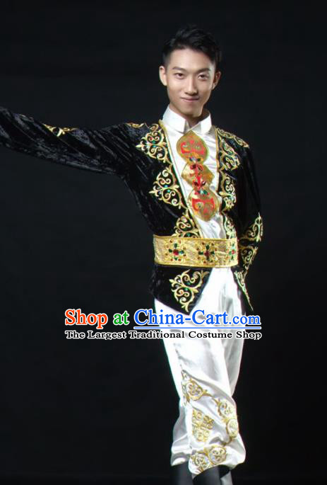 Chinese Traditional Uyghur Nationality Dance Costume Uigurian Ethnic Folk Dance Stage Show Clothing for Men