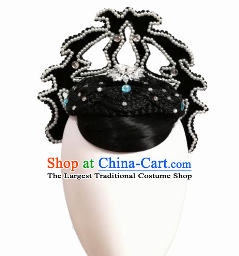 Traditional Chinese Classical Dance Dian Jiang Chun Hair Accessories Fan Dance Wig Chignon Headdress for Women