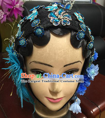 Chinese Beijing Opera Young Mistress Headgear Traditional Peking Opera Wig Sheath and Hair Accessories for Women