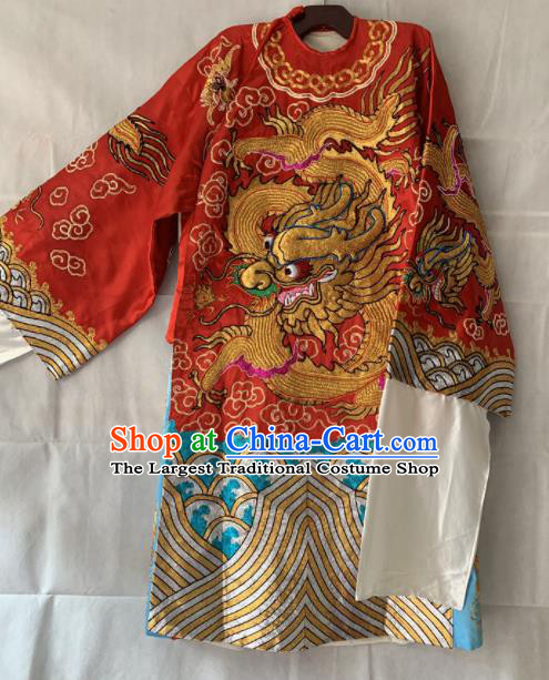 Chinese Beijing Opera Emperor Red Embroidered Robe Traditional Peking Opera General Costume for Men