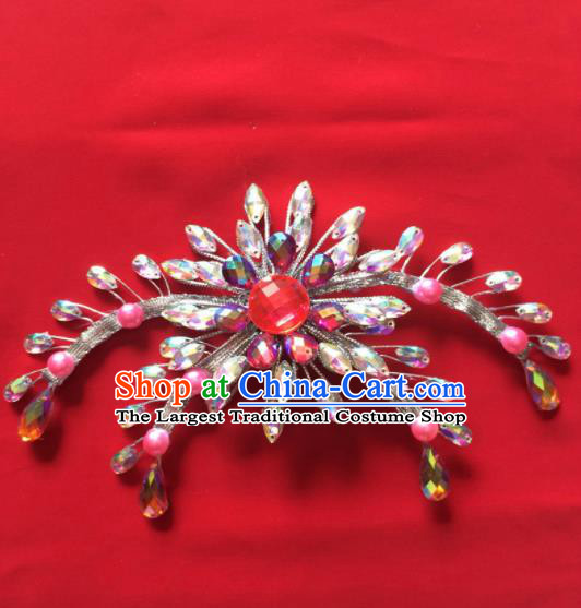 Chinese Beijing Opera Princess Crystal Hair Claw Hairpins Traditional Peking Opera Diva Hair Accessories for Women