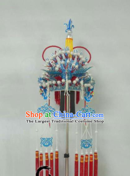 Chinese Beijing Opera Bride Phoenix Coronet Traditional Peking Opera Princess Hat Hair Accessories for Women