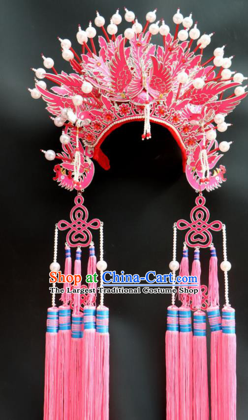 Chinese Beijing Opera Imperial Consort Phoenix Coronet Traditional Peking Opera Bride Hat Hair Accessories for Women