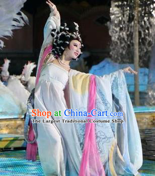 Chinese The Long Regret Tang Dynasty Imperial Consort Dance White Dress Stage Performance Costume for Women