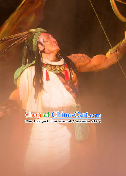 Chinese Chang E The Goddess of The Moon Primitive Tribe HouYi Stage Performance Dance Costume for Men