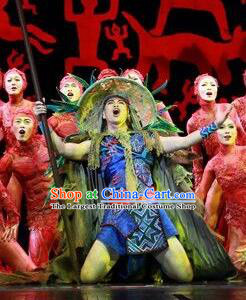 Chinese The Ship Legend of Huashan Zhuang Nationality Stage Performance Dance Costume for Men