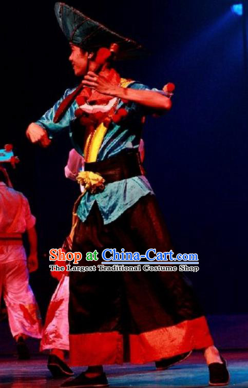 Chinese Impression of Lijiang Naxi Nationality Ethnic Wedding Dance Stage Performance Costume for Men