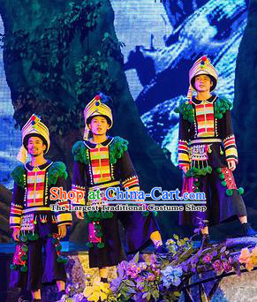 Chinese Charm Xiangxi Tujia Nationality Male Clothing Stage Performance Dance Costume for Men