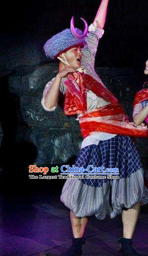 Chinese Border Town Miao Nationality Clothing Stage Performance Dance Costume for Men