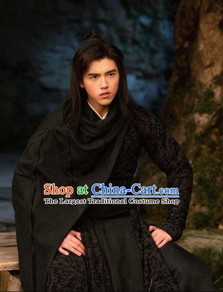 Ever Night Chinese Ancient Drama Tang Dynasty Swordsman Ning Que Black Costumes for Men