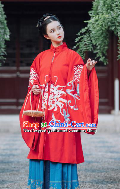 Traditional Chinese Ming Dynasty Dowager Wedding Embroidered Hanfu Dress Ancient Royal Princess Replica Costume for Women