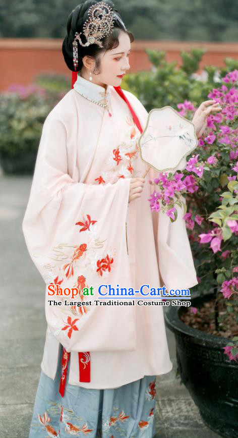 Traditional Chinese Ming Dynasty Imperial Consort Embroidered Hanfu Dress Ancient Royal Princess Replica Costume for Women