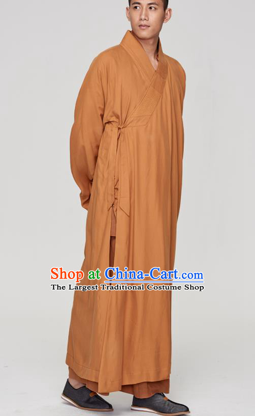 Traditional Chinese Monk Costume Buddhists Yellow Long Robe for Men