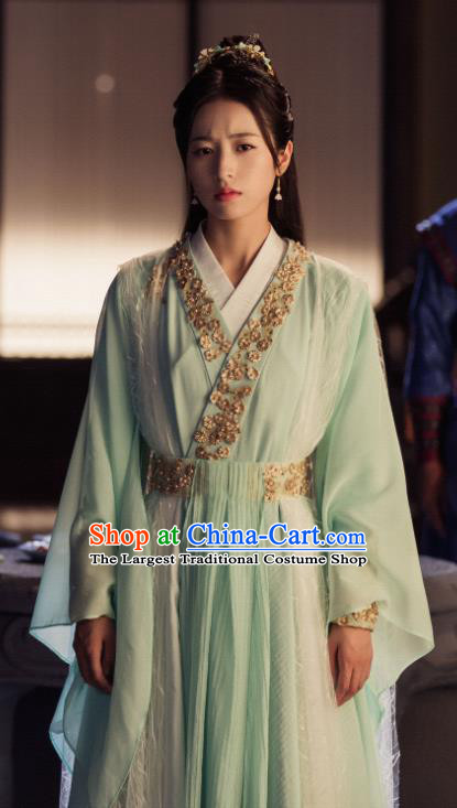 Ancient Chinese Song Dynasty Royal Infanta Zhao Jian Green Hanfu Dress Drama Young Blood Female Swordsman Costumes for Women