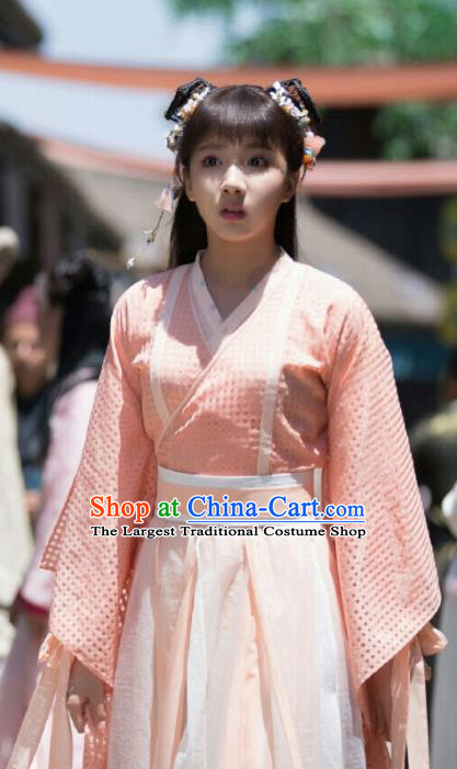 Ancient Chinese Song Dynasty Nobility Lady Pei Jing Pink Hanfu Dress Drama Young Blood Female Swordsman Costumes for Women