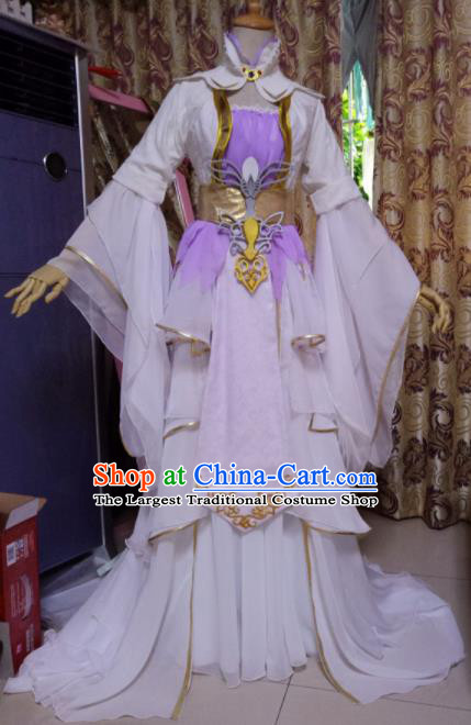 Chinese Tang Dynasty Female Swordsman White Dress Ancient Princess Peri Costume for Women