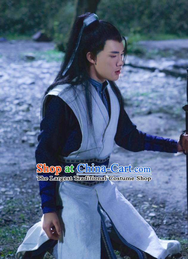 Ancient Chinese Prince Blue Clothing Drama Jia Feng Xu Huang Swordsman Xie Qingyun Costumes for Men