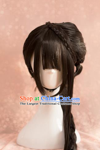 Traditional Chinese Ming Dynasty Princess Wigs Cosplay Ancient Goddess Female Swordsman Chignon for Women