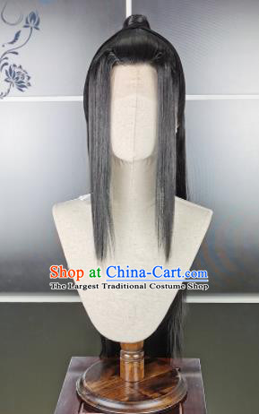 Traditional Chinese Cosplay Young Swordsman Wigs Sheath Ancient Kawaler Chignon for Men