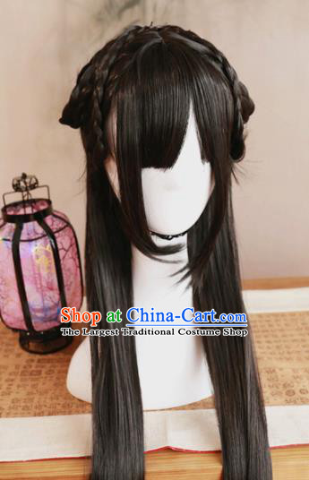 Traditional Chinese Ming Dynasty Princess Bai Zhi Wigs Cosplay Ancient Goddess Female Swordsman Chignon for Women