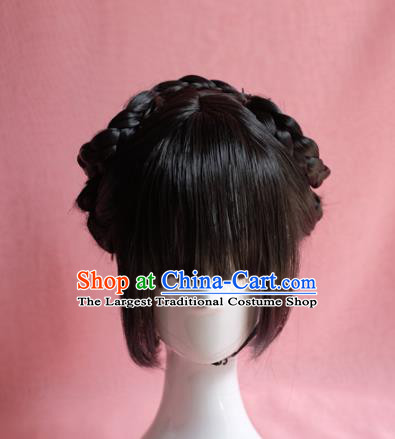 Traditional Chinese Song Dynasty Nobility Lady Wigs Sheath Cosplay Ancient Goddess Female Swordsman Chignon for Women