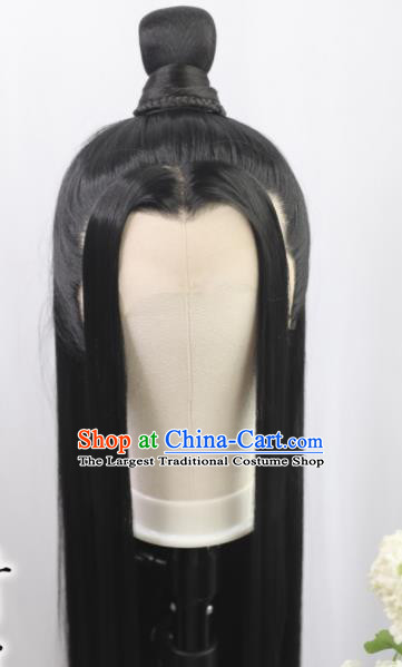 Traditional Chinese Cosplay Taoist Lan Wangji Wigs Sheath Ancient Young Swordsman Chignon for Men