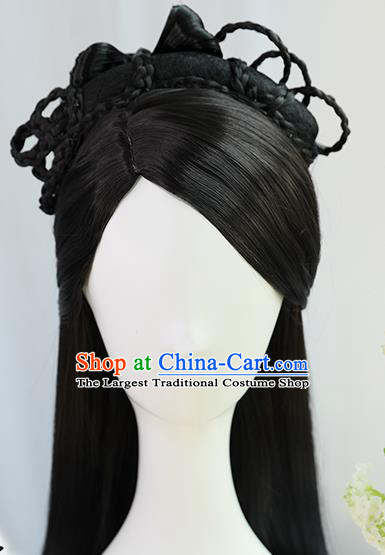 Traditional Chinese Cosplay Wei Dynasty Nobility Lady Wigs Sheath Ancient Princess Chignon for Women