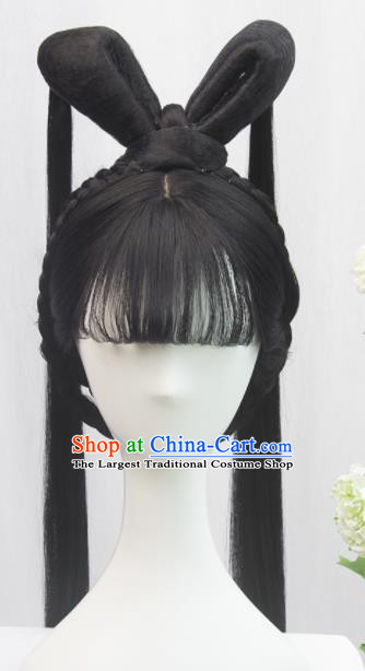 Traditional Chinese Cosplay Ming Dynasty Young Lady Wigs Sheath Ancient Flying Apsaras Chignon for Women