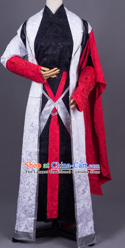 Traditional Chinese Cosplay Young Knight Black Costumes Ancient Swordsman Hanfu Clothing for Men