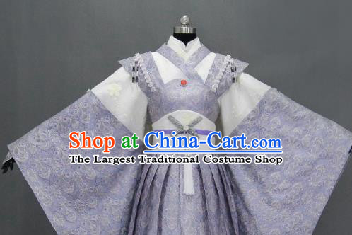 Traditional Chinese Cosplay Goddess Queen Violet Dress Ancient Drama Female Swordsman Costumes for Women