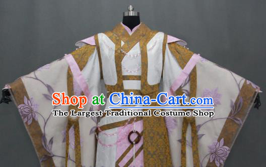 Traditional Chinese Cosplay Fairy Queen Khaki Dress Ancient Drama Female Swordsman Costumes for Women