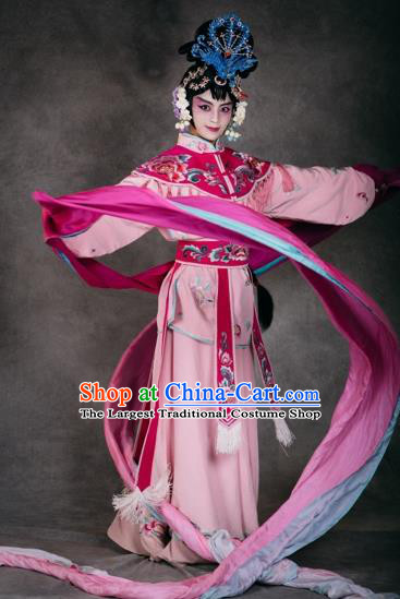 Chinese The Burning Of The Imperial Palace Opera Dance Pink Dress Stage Performance Costume and Headpiece for Women