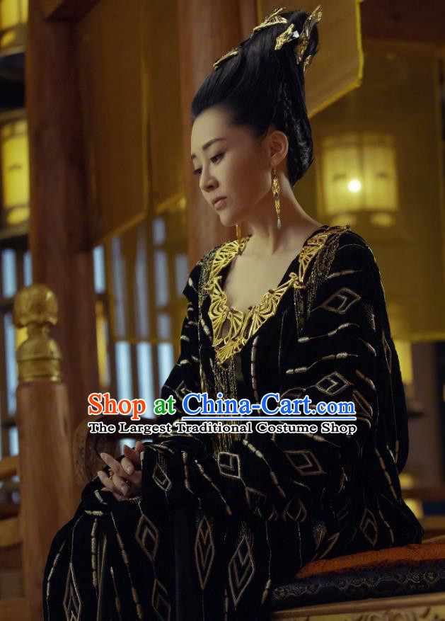 Chinese Historical Drama Ancient Grand Princess Bai Lingbo Novoland Eagle Flag Xu Qing Replica Costumes and Headpiece for Women