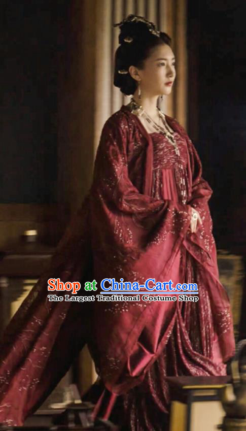 Chinese Historical Drama Novoland Eagle Flag Ancient Royal Advisor Gong Yuyi Jiang Shuying Replica Costumes and Headpiece for Women