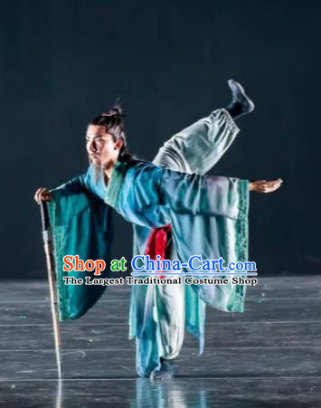 Dance Between Heaven and Earth Chinese Classical Dance Blue Clothing Stage Performance Dance Costume for Men