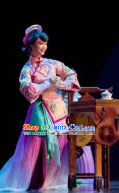 Dance Tianfu Chinese Sichuan Opera Pink Dress Stage Performance Dance Costume and Headpiece for Women