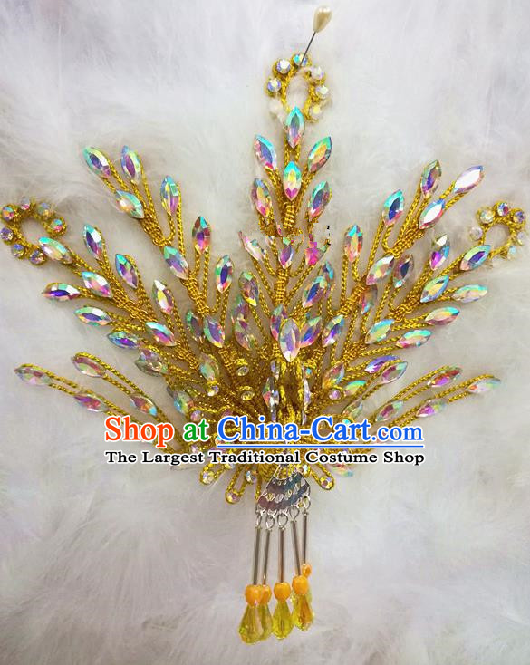Chinese Traditional Beijing Opera Hair Accessories Peking Opera Princess Golden Phoenix Hairpins for Adults