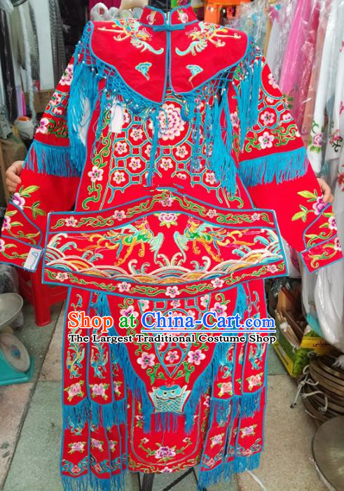 Chinese Traditional Beijing Opera Costume Peking Opera Female General Red Clothing for Kids